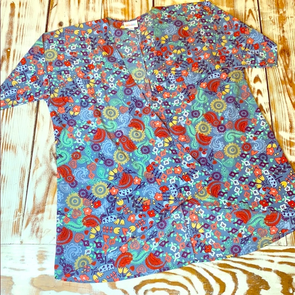 LulaRoe Bianca Blue Floral Paisley Kimono Size Large